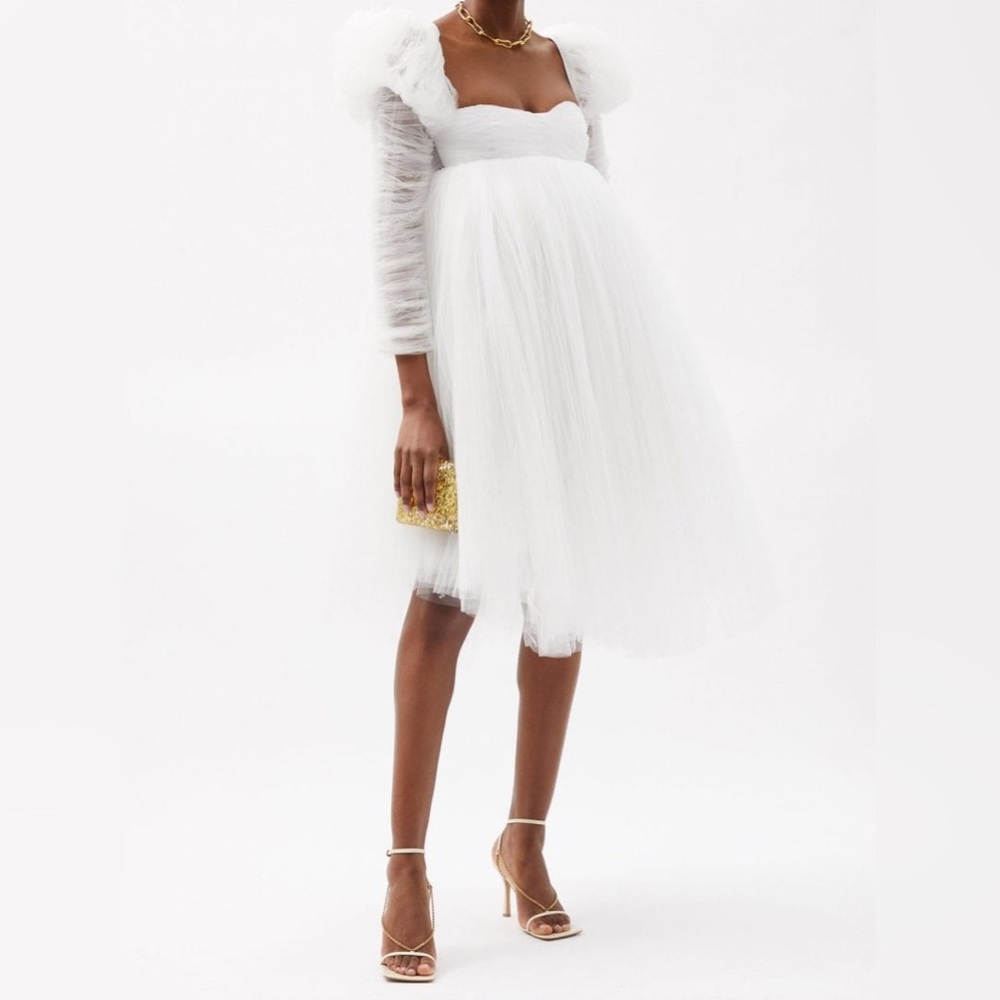 Like new KHAITE Trisha Puff-sleeve Tulle Dress